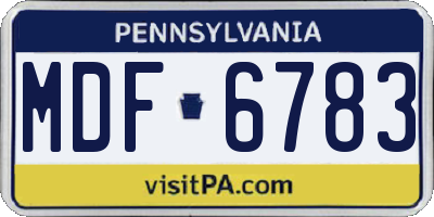 PA license plate MDF6783