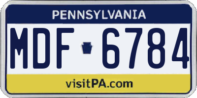 PA license plate MDF6784