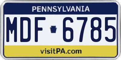 PA license plate MDF6785