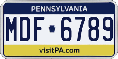 PA license plate MDF6789