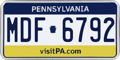 PA license plate MDF6792