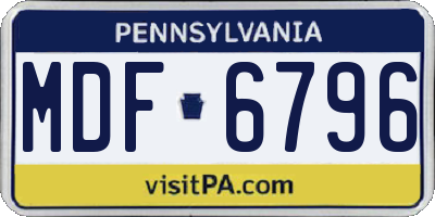 PA license plate MDF6796