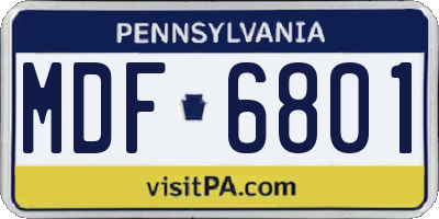 PA license plate MDF6801