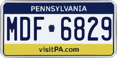 PA license plate MDF6829