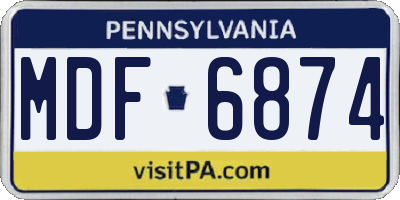 PA license plate MDF6874