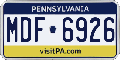 PA license plate MDF6926