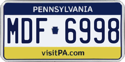 PA license plate MDF6998
