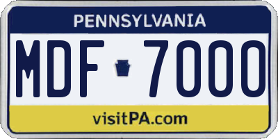 PA license plate MDF7000