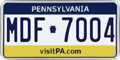 PA license plate MDF7004