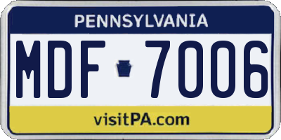 PA license plate MDF7006