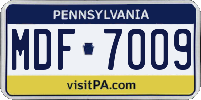PA license plate MDF7009