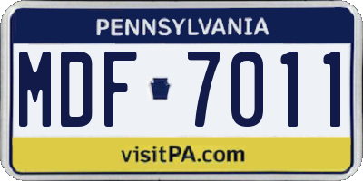 PA license plate MDF7011