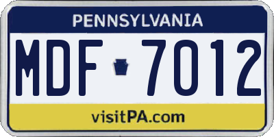 PA license plate MDF7012