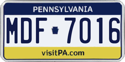 PA license plate MDF7016