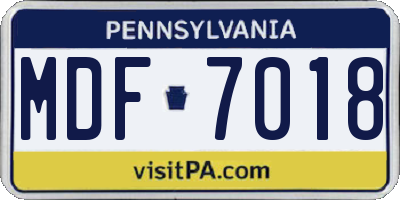 PA license plate MDF7018