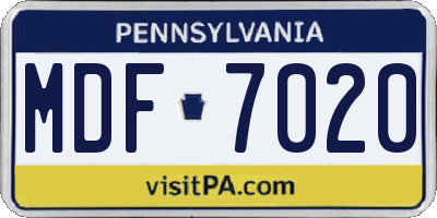 PA license plate MDF7020