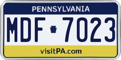 PA license plate MDF7023
