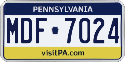 PA license plate MDF7024