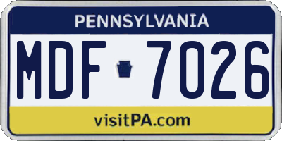 PA license plate MDF7026