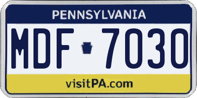 PA license plate MDF7030