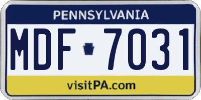 PA license plate MDF7031