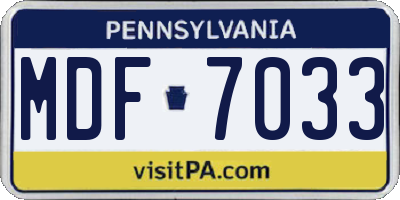 PA license plate MDF7033
