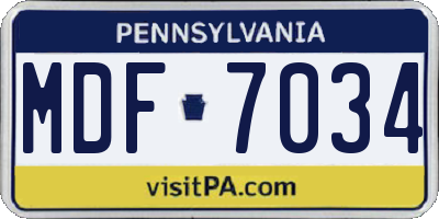 PA license plate MDF7034