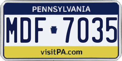 PA license plate MDF7035