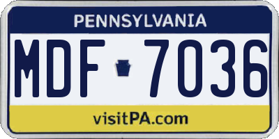 PA license plate MDF7036