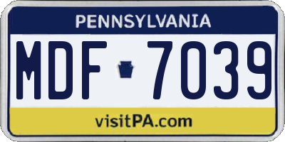 PA license plate MDF7039