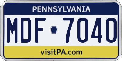 PA license plate MDF7040