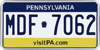 PA license plate MDF7062