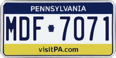 PA license plate MDF7071