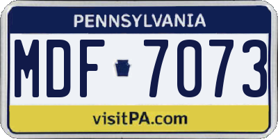 PA license plate MDF7073