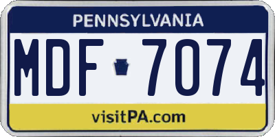 PA license plate MDF7074