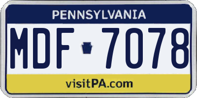PA license plate MDF7078