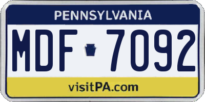 PA license plate MDF7092