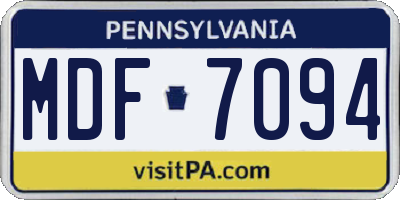 PA license plate MDF7094