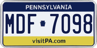 PA license plate MDF7098