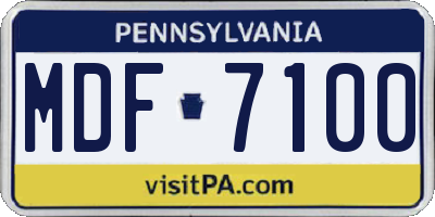 PA license plate MDF7100