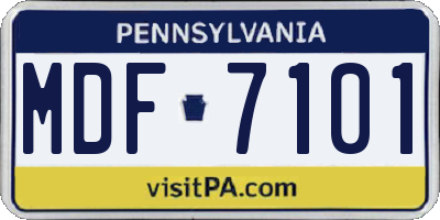 PA license plate MDF7101