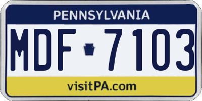PA license plate MDF7103