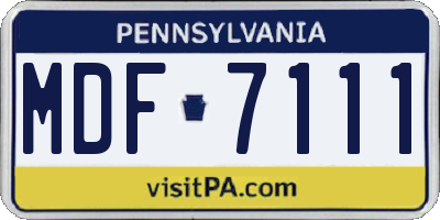 PA license plate MDF7111