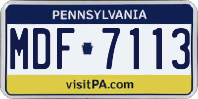 PA license plate MDF7113