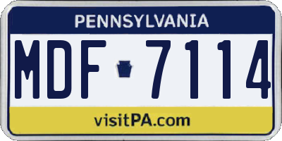 PA license plate MDF7114