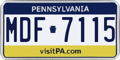 PA license plate MDF7115