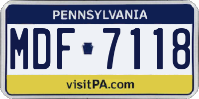 PA license plate MDF7118