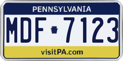 PA license plate MDF7123