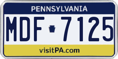 PA license plate MDF7125