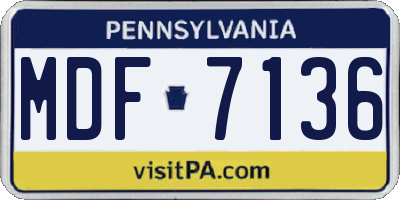 PA license plate MDF7136